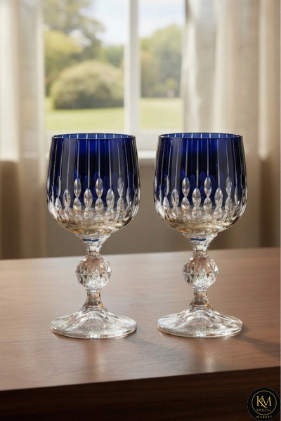 Kristal Market كوب ماء كريستال بوهيميا نيون كريستال مصنوع يدويًا من جانب القهوة