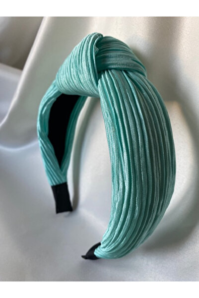 Hedef Bijuteri Turquoise Color Pressed-Satin Fabric Knotted Crown,Crown