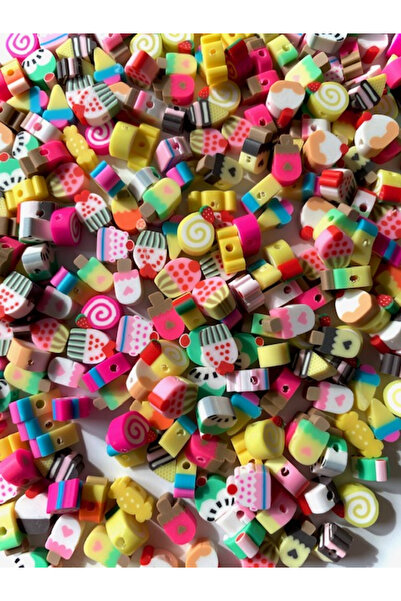 Hedef Bijuteri حبيبات البوليمر فيمو على شكل كب كيك، معجنات، آيس كريم (100 قطعة)