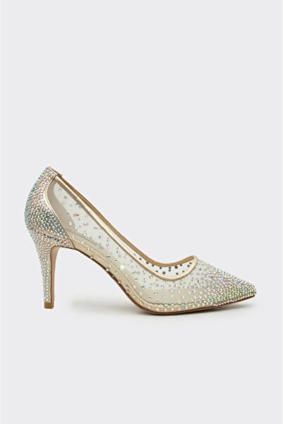derinet Sindirella Taş Aksesuarlı Fileli Kadın Stiletto