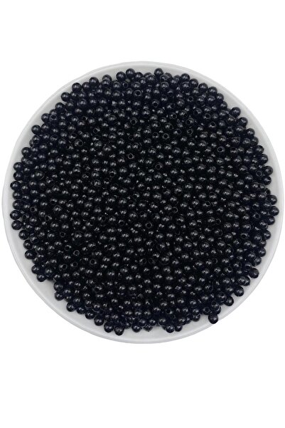 Hedef Bijuteri 25gr 4mm crne plastične perle, perle za izradu nakita (25gr, ~...