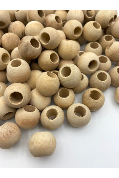 Hedef Bijuteri 22 mm Raw Wood Beads (50Gr,~17 Beads)