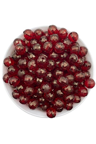 Hedef Bijuteri Mărgele acrilice de 12 mm de culoare burgundă, model glob pămâ...