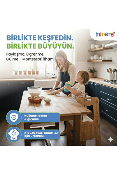 Genel Markalar Ahşap Montessori Öğrenme Kulesi 2-6 Yaş
