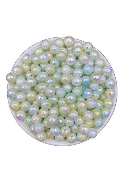 Hedef Bijuteri 100gr 10mm Mărgele de perle pastelate Janjanli, verde marmorat...