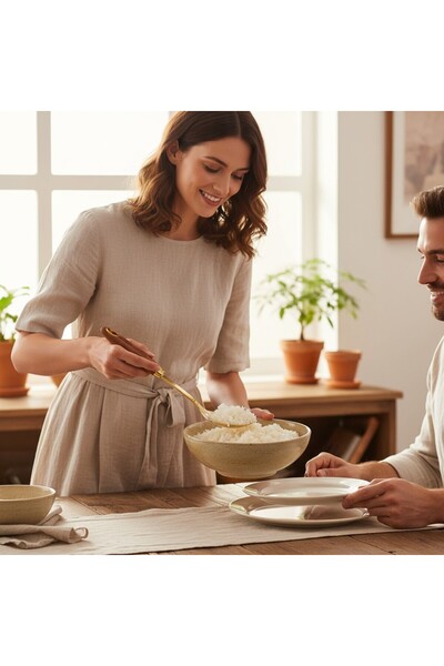 B&D Premium Gold-Plated Serving Spoon with Wooden Handle, Luxury Kitchen Uten...