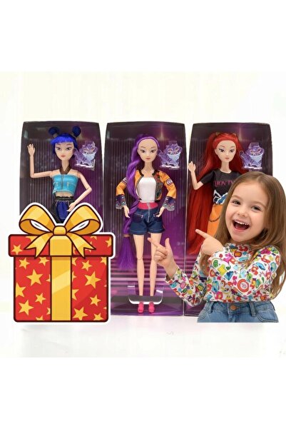 K-POP Set de 3 păpuși Vânătoare de Demoni, 5 ani+, accesorii cască, muzicale