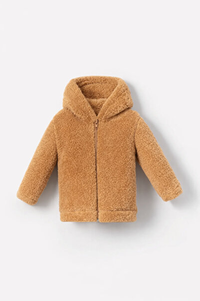 Bubito سترة أطفال بغطاء للرأس بسحاب - قطيفة ويلسوفت، شتوي، بني