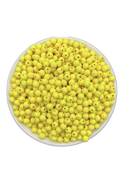 Hedef Bijuteri Mărgele neon, 25gr 6mm Mărgele galbene mate fosforescente, măr...