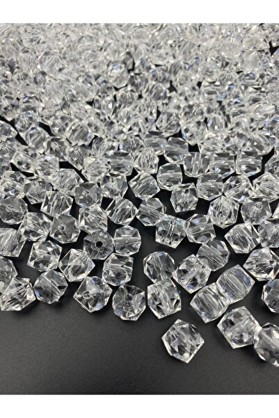 Hedef Bijuteri 100gr 12mm Cub de culoare transparentă, mărgele acrilice model...