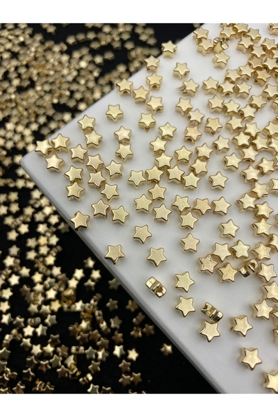Hedef Bijuteri 50 adet Gold/ Altınsarısı 6mm CCB Yıldız,Metalize Metal Görünü...