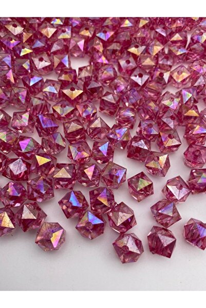 Hedef Bijuteri 100gr 10mm Cub Janjan Fuchsia, mărgele acrilice model cubic, b...