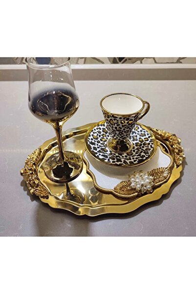 Elzemm store 20*25 CM GOLD OVAL MODEL 1 ADET KULPLU SUNUM TEPSİSİ
