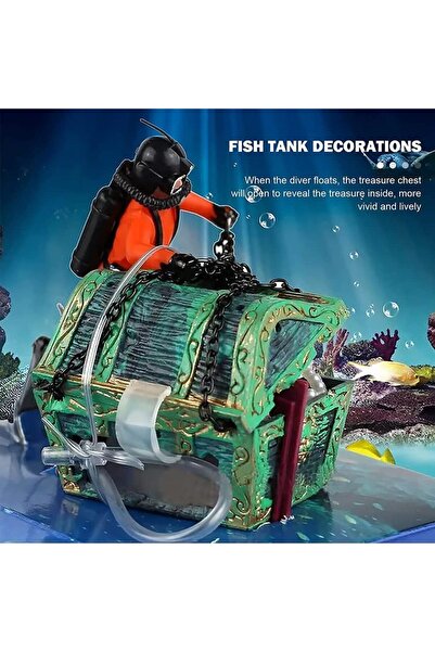 Arabest Aquarium Floating Diver Ornament, Undersea Treasure Chest Micro Lands...