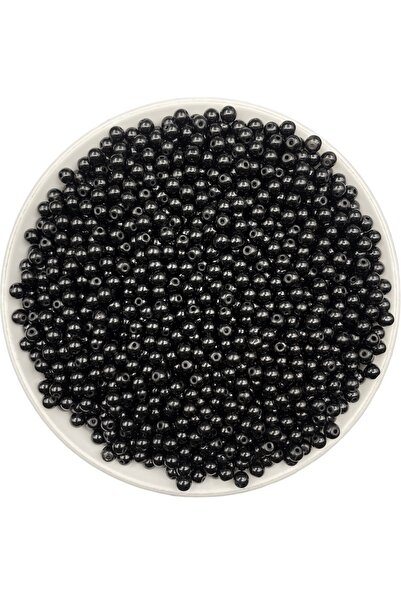 Boncuk 50g 4mm crni stakleni biser, perle za izradu nakita, hobi (50g, ~550 k...