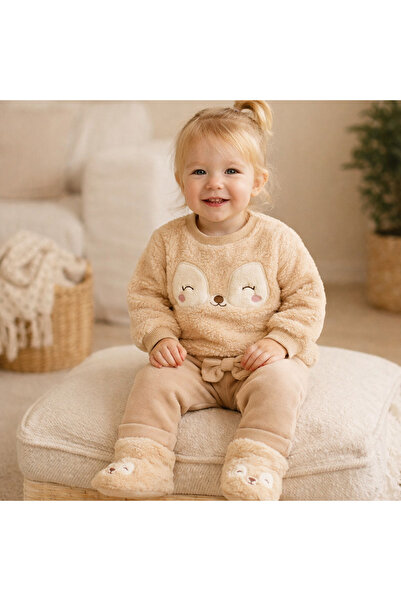 Bebelul Welsoft 3-piece set - blouse, pants and boots - fluffy material - Cream
