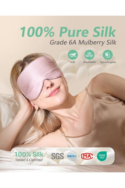 Arabest 2 Pack Mulberry Silk Sleep Mask, Natural, Adjustable Strap, 100% Bloc...