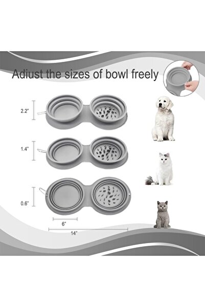 Arabest 2-in-1 Collapsible Dog Bowls, Foldable Travel Pet Food & Water Bowl w...