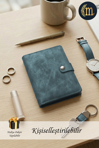 Special Design Suede Faux Leather Card Holder Wallet - Navy