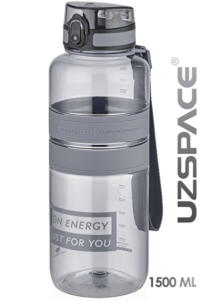 Uzspace قارورة مياه تريتان سعة 1500 مل، 1.5 لتر، بألوان متجددة، مع حزام تعليق...