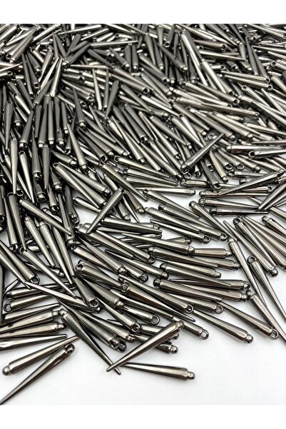 25gr Füme/Antrasit Renk, Uzun Kılıç Model Diken, Zımba Model Metalize Sarkıt Boncuk (25gr,~60 Adet)