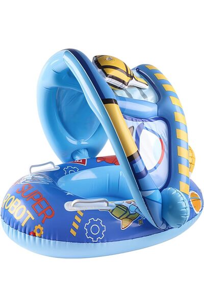 Arabest عوامة سباحة للأطفال، قابلة للنفخ مع مظلة واقية من الشمس، للأولاد والبنات