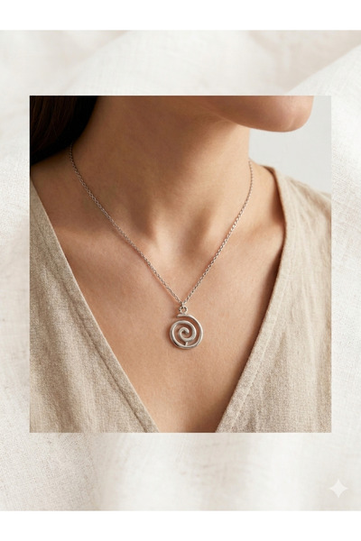 Sphere Jewelry Spiral Gümüş Çelik Kolye / Yaşam Döngüsü Kolye