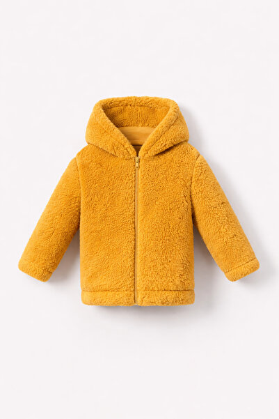 Bubito سترة شتوية بغطاء للرأس من القطيفة للأطفال من ويلسوفت - خردل