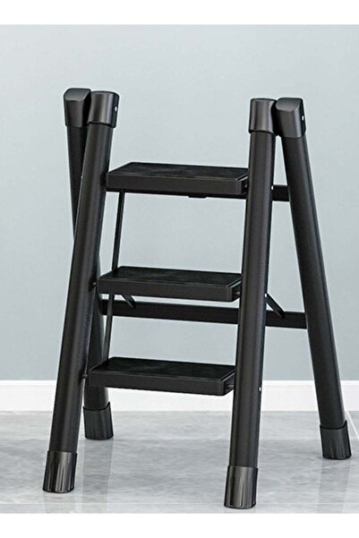 Arabest سلم قابل للطي بثلاث درجات، مع درجات مانعة للانزلاق، محمول، سعة 150 كج...