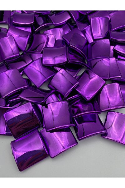 Hedef Bijuteri 100gr Mărgele metalizate pătrate de culoare violet, model bakl...