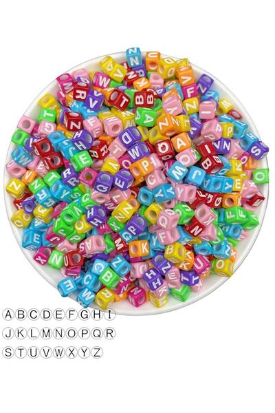Boncuk 50g perle sa slovima, 6mm neprozirne boje sa belim natpisom na površin...