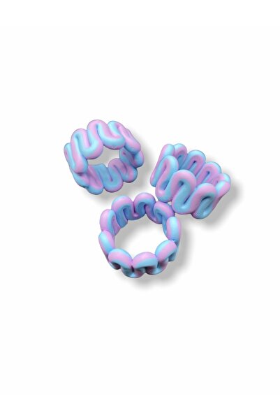 Hedef Bijuteri Polymer Clay Blue - Purple Colored Striped Wavy Model Handmade...