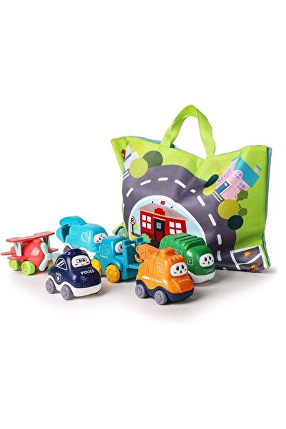 Arabest 6-Piece Baby Truck Car Toy Set, Soft Rubber, Playmat Storage Bag, for...