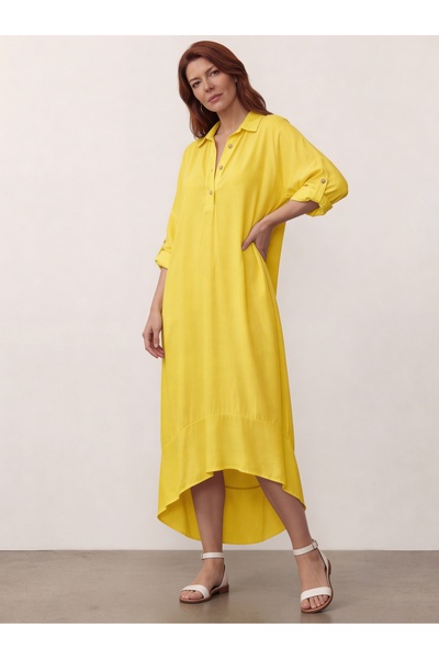 DenizEge Φόρεμα με λεπτομέρεια με δαχτυλίδι από βισκόζη κίτρινο