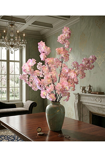 ledison 100 cm Açık Pembe Yapay Bahar Dalı Japon Kiraz Çiçeği Dekoratif Çiçek
