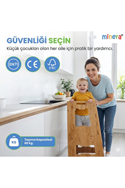 Genel Markalar Ahşap Montessori Öğrenme Kulesi 2-6 Yaş