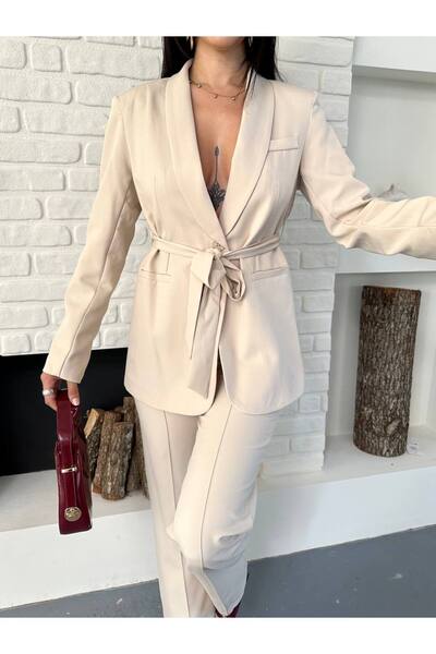ZF BUTİK Σετ παντελόνι με ζωσμένο τζάκετ