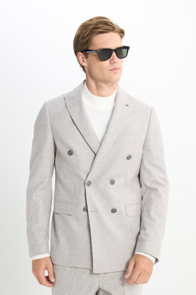 ALTINYILDIZ CLASSICS Costum pentru bărbați, din lână, slim fit, cu guler în f...