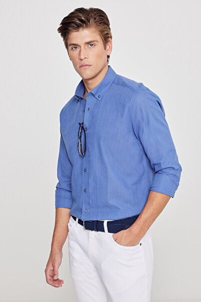 AC&Co / Altınyıldız Classics Ανδρικό πουκάμισο Indigo 100% βαμβακερό Oxford S...