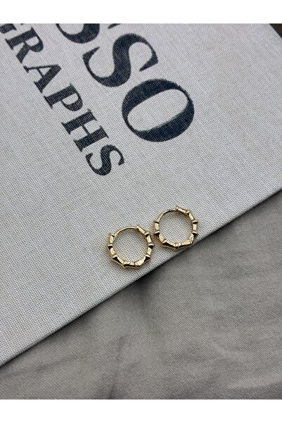 Hedef Bijuteri Gold Color Basic Octagon Model Hoop Earrings Cm121