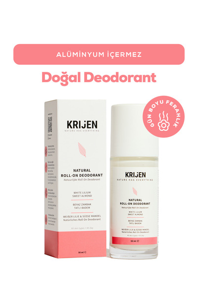 Krijen Doğal Deodorant - Beyaz Zambak & Tatlı Badem Roll-On Deodorant 50 Ml -...