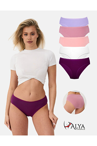 ALYA UNDERWEAR Συσκευασία με 5 βαμβακερά πολύχρωμα γυναικεία εσώρουχα - φούξι...