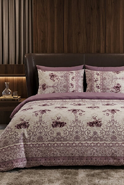 LaLiva Lenjerie de pat dublă cu flori, set de lenjerie de pat elastică din bu...