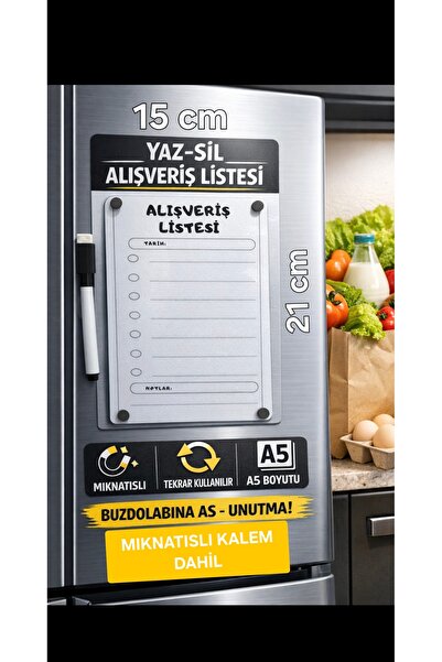 URDE Yaz Sil Alışveriş Listesi Magnet-A5-Mıknatıslı Planlayıcı Pano-Alışveriş...