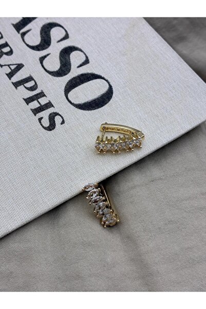 Hedef Bijuteri Gold Color Zircon Stone Seven Drop Stone U Form Earrings Cm122