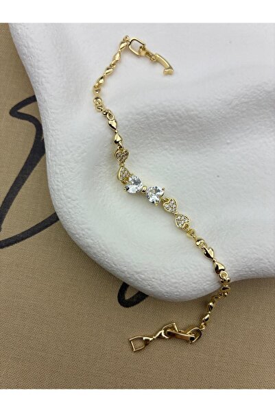Hedef Bijuteri 14K Gold Renk Kalp Fiyonk Model Bileklik CM101