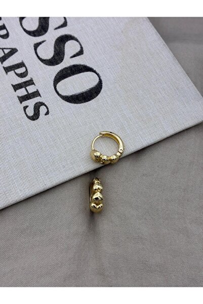 Hedef Bijuteri Xuping Gold Color Hoop Earrings with Heart Detail
