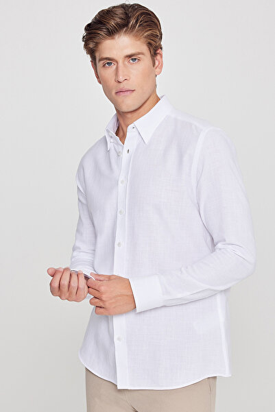 AC&Co / Altınyıldız Classics Ανδρικό λευκό 100% βαμβακερό πουκάμισο με λεπτή ...