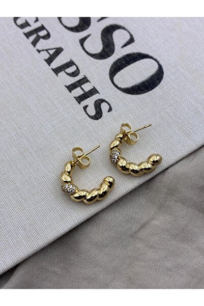 Hedef Bijuteri Xuping Gold Color Thick Twist Half Hoop Earrings