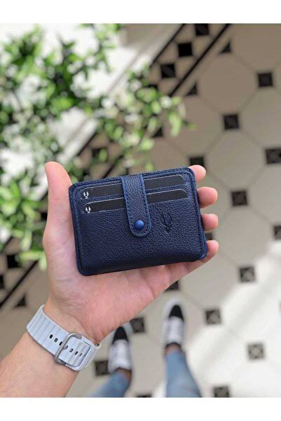 VİSSO 8600 Hakiki Deri Çıtçıtlı Kartlık Akordeon Kimlik Bölmeli Kişiye Özel Bay Çanta LACİVERT